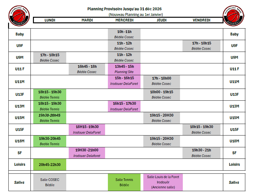 Planning entraînement saison 2026-2027 (jusqu'à fin décembre)